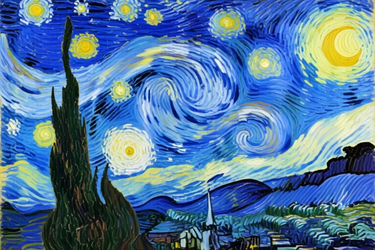 梵高风格的星空画作